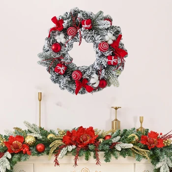Christmas Wreath for Front Door Gold Window Wall Door Christmas Decorations 2024 Garland Ornament New Year Navidad 2025