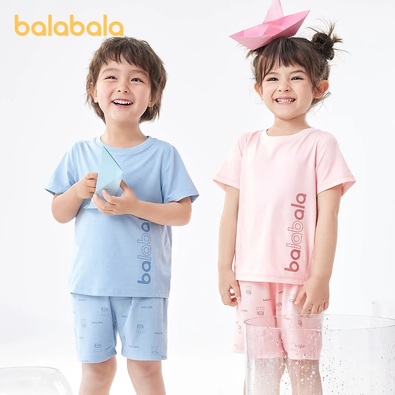 

Balabala Toddler Unisex Pajamas Summer Little Octopus Print Moisture-absorbent Quick-drying Short-sleeved Suit