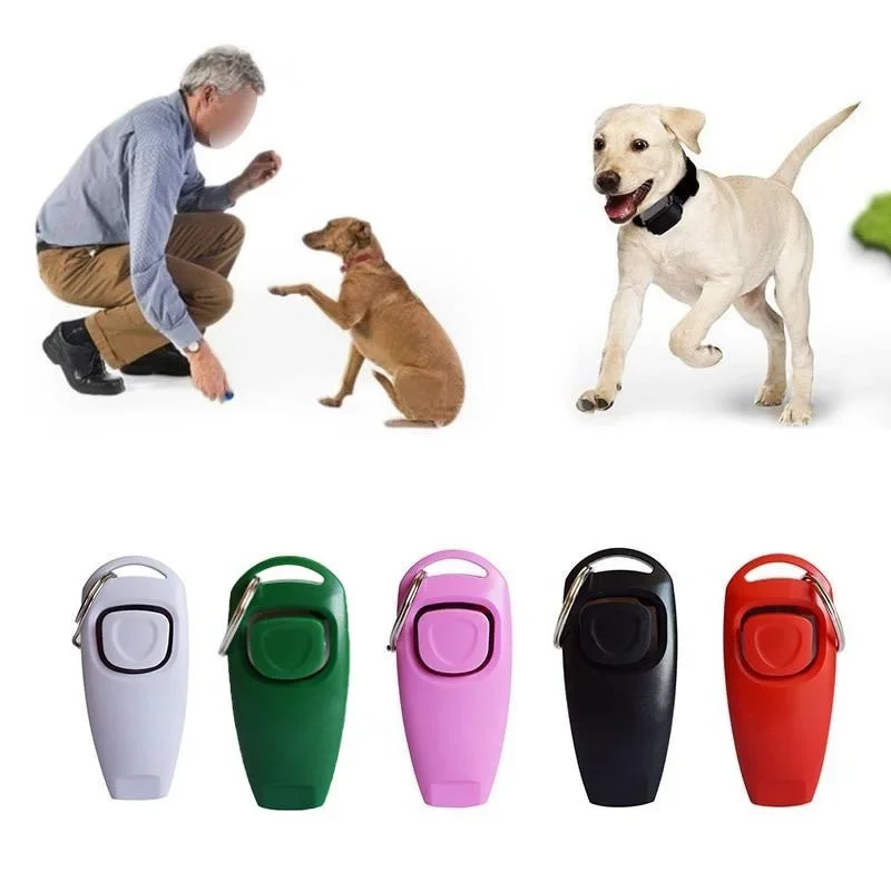 Portable Dog Training Whistle Clicker Pet Dog Training Supplies Key Ring