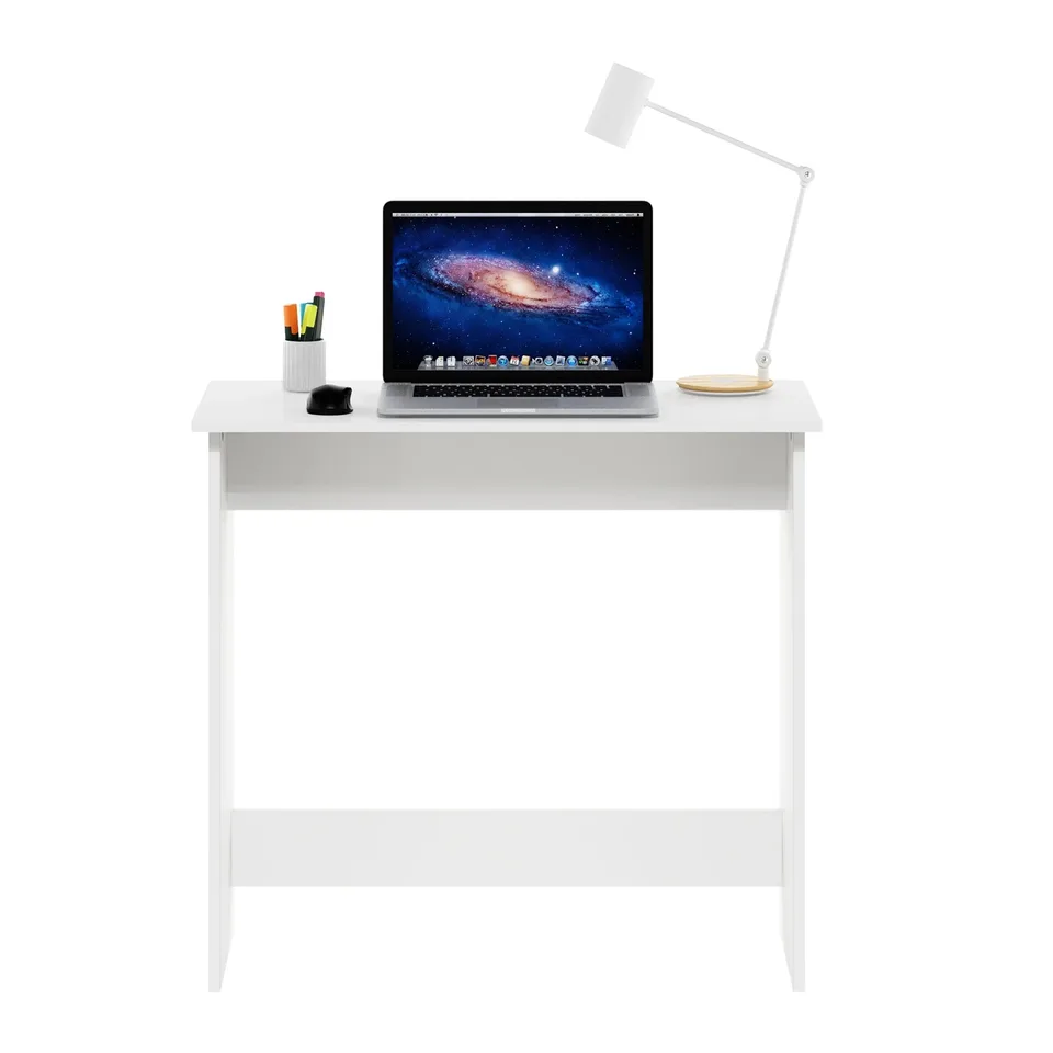 Minimalist White Study Table with Rounded Edge