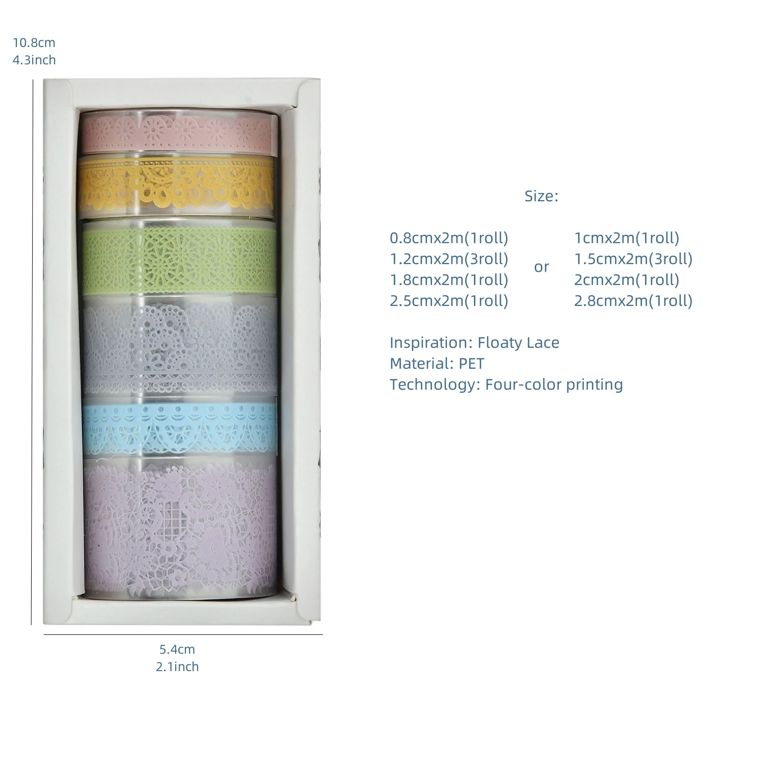 6pcs Floaty Lace PET Tapes Set Transparent Flower Adhesive Masking Tape Decoration Stickers Diary DIY Art A7574 5