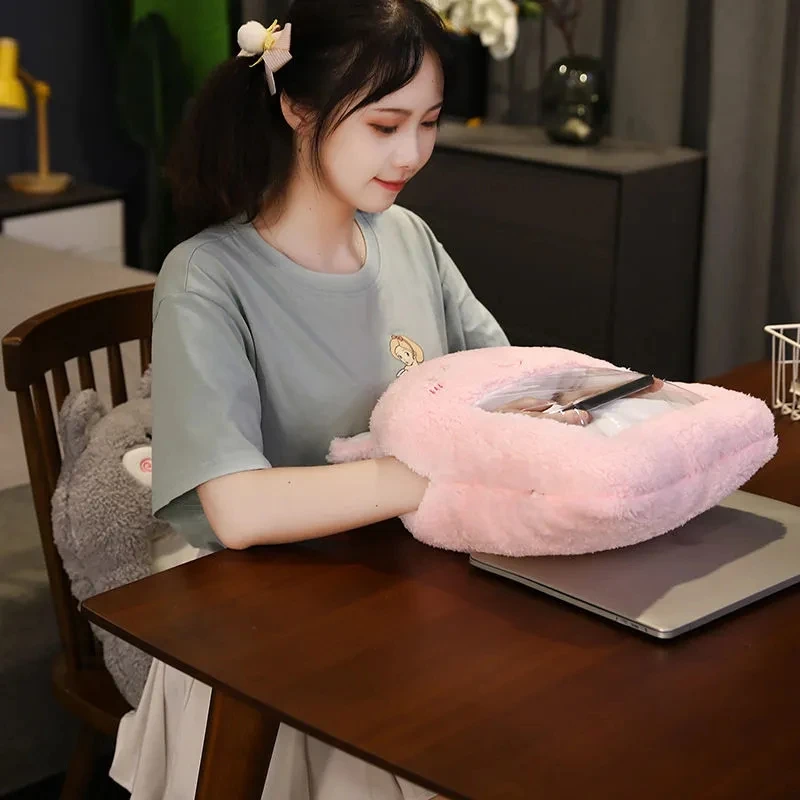 Stuffed Visible Play Game Animals Hand Warmer Unciorn Bunny Deer Plush Toy Winter Keep Warm Hand Cold Protective Tool Pilow Gift