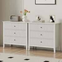 3 Drawer Dresser Set of 2, Fluted Chest of Drawers with Storage, Modern Painted 30 inch Tall Nightstand for Bedroom Living Room 1