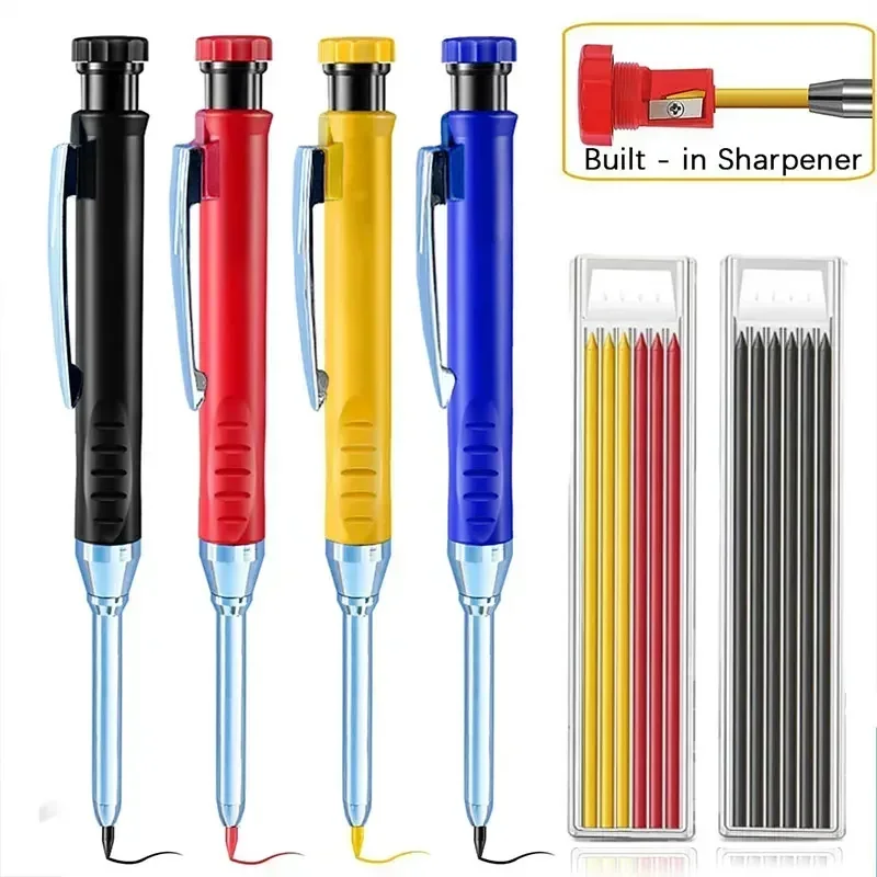 Carpenter Pencil 2.8mm Solid Mechanical Pencil with Sharpener Woodworking Construction Long Head