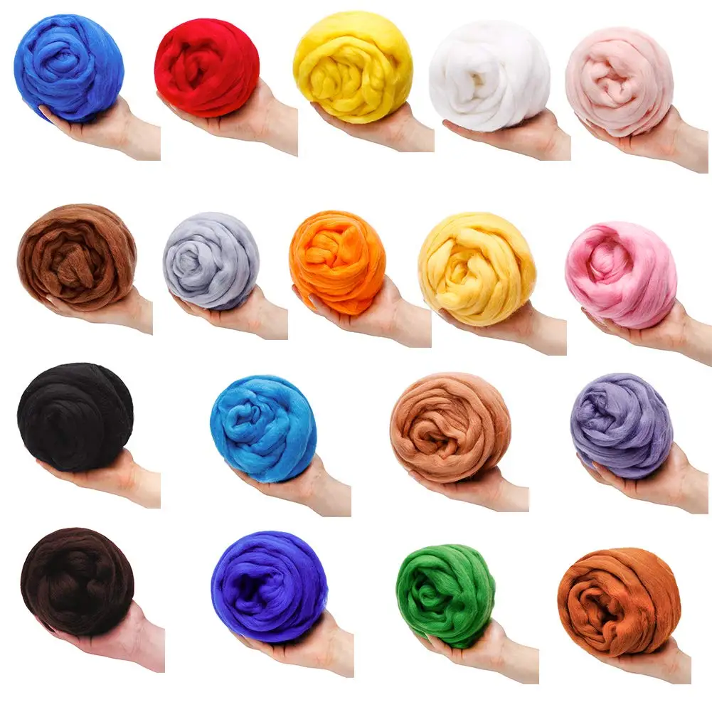 Wool Felting Kit Needle Felting Wool 100g Wool Roving Yarn Fiber Roving Wool Top Felting Supplies Pure Chunky Yarn Spinning For DIY Hand Spinning