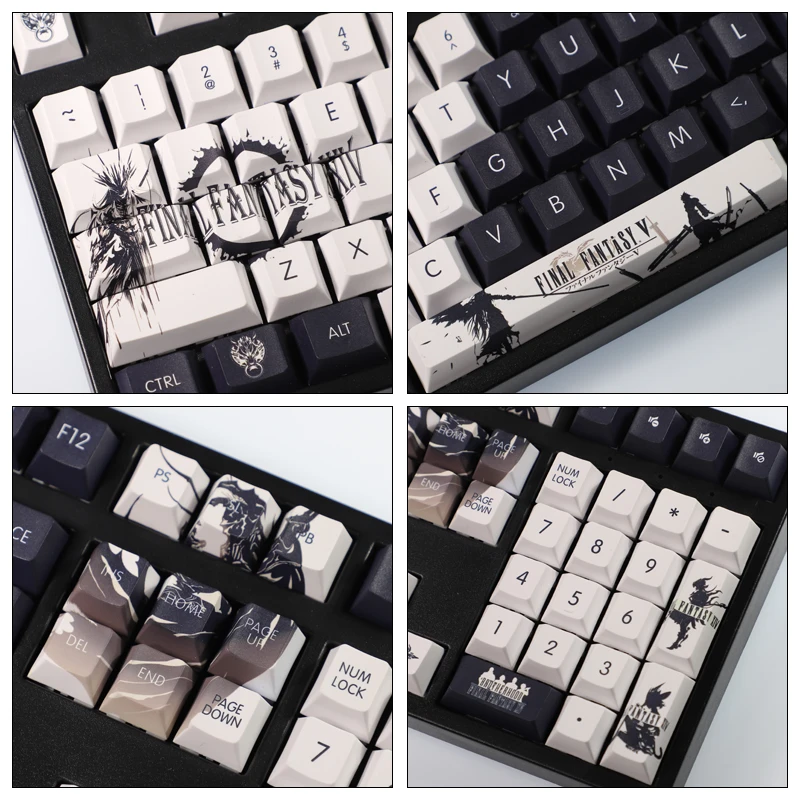 Anime Themed Final Fantasy Themed PBT Keycap FF14 Black Minimalist