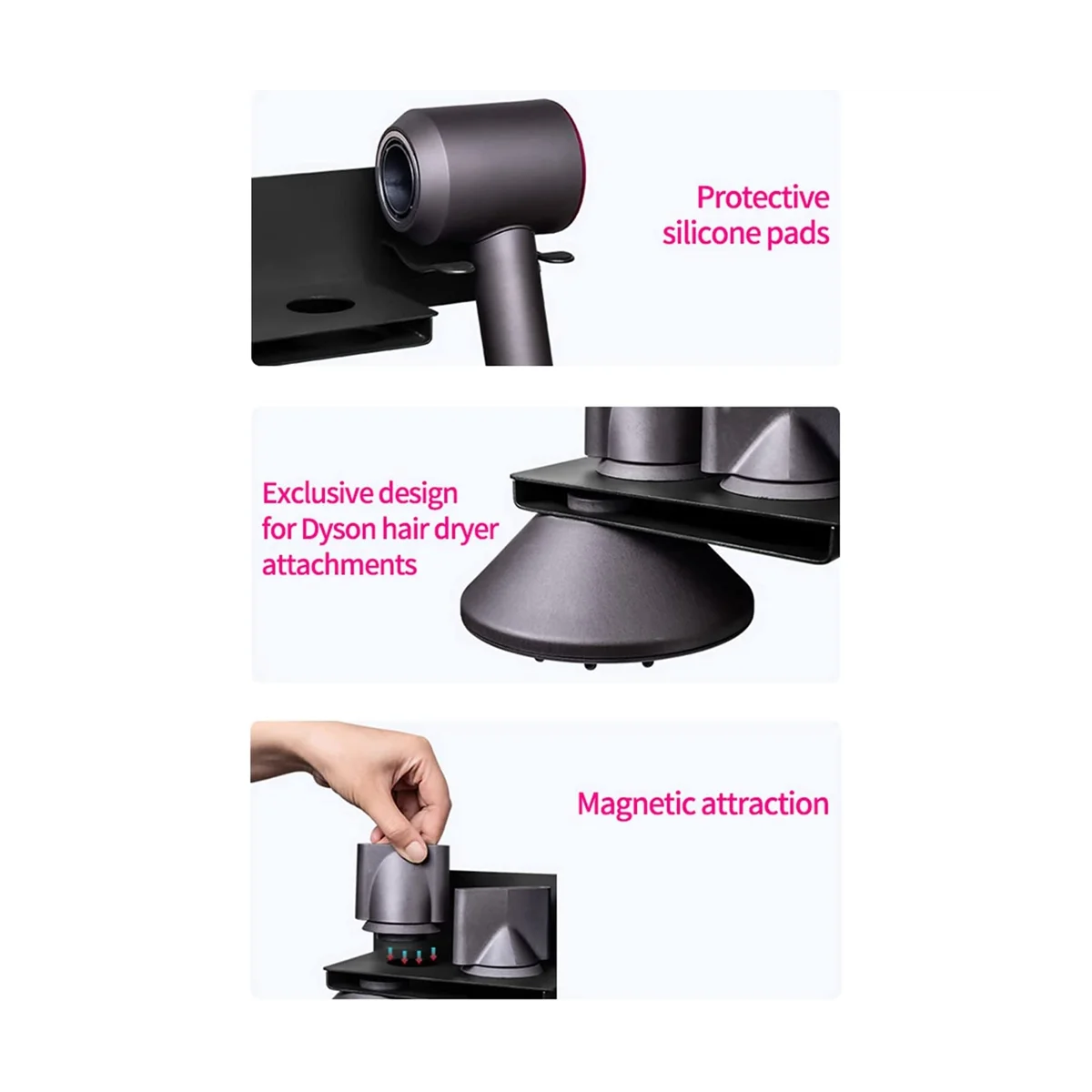 

Hair Dryer Holder Wall Mounted Bathroom Blow Dryer Holder Storage Rack for Dyson Supersonic Hair Dryer