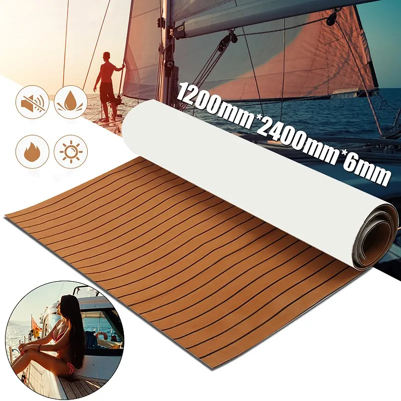 Tappetino In Schiuma EVA Per Barche E Yacht – 240x90 Cm, Spessore 6 Mm, Autoadesivo E Antiscivolo, Finto Legno Di Teak, Tagliabile Su Misura