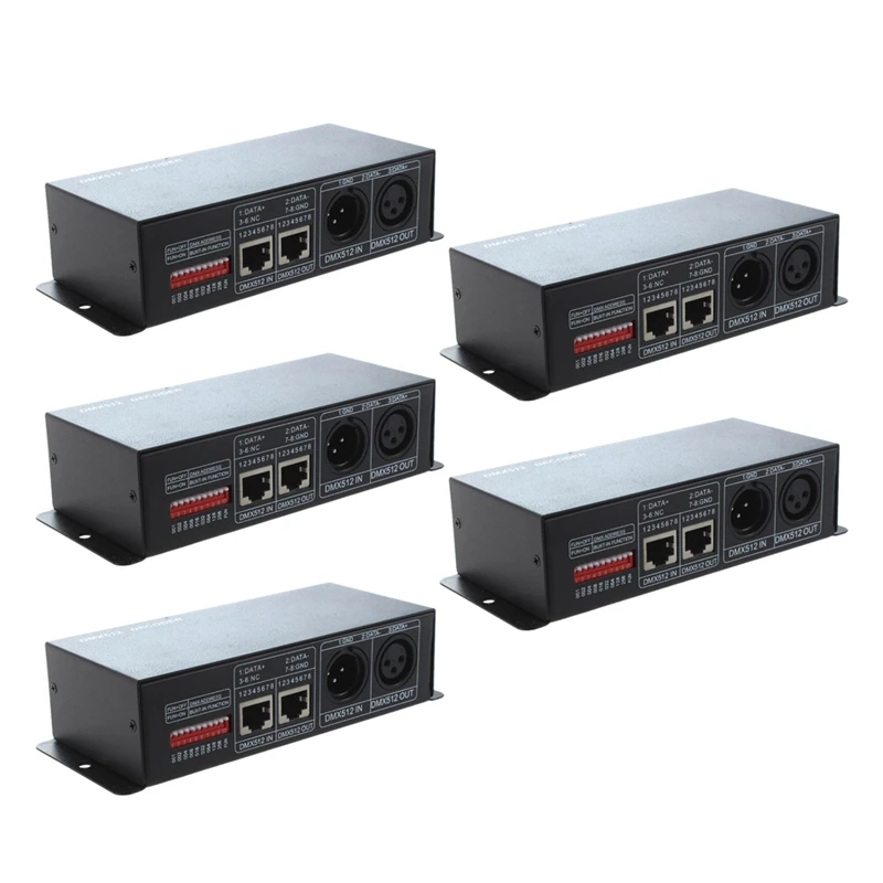 5X Dmx 512 4Ch X 8A Decoder Led Controller 4 Canali Driver Rgbw Led Tape Dc 12V - 24V