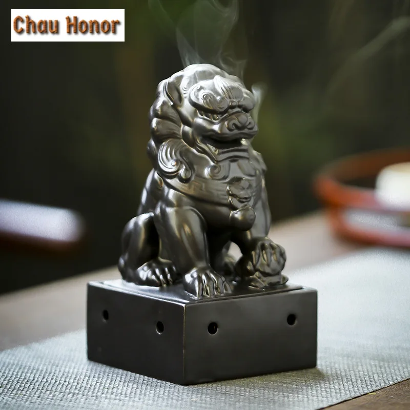 Creative Lion Square Art Ceramic Incense Holder Aromatherapy Furnace Incense Waterfall Smell Distributor Incense Burner Supplie