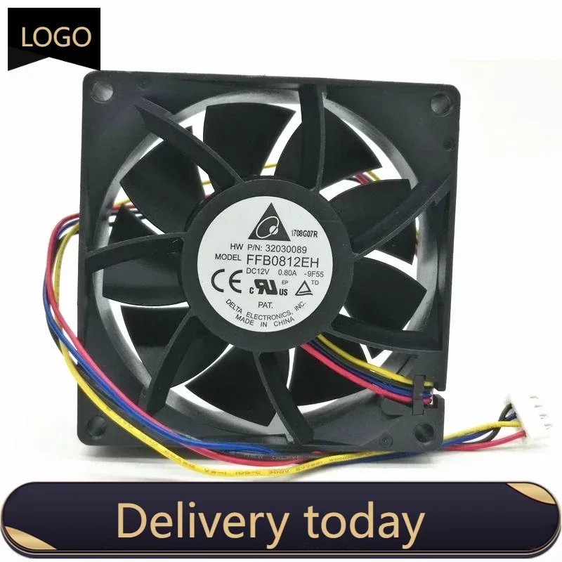 Original Delta FFB0812EH 8CM 80MM 8025 80*80*25MM 12V 0.80A Violent Wind Capacity 4 wire Fan  PWM support original afb0824sh 8025 0 33a 8cm 24v large wind speed measuring double ball inverter fan