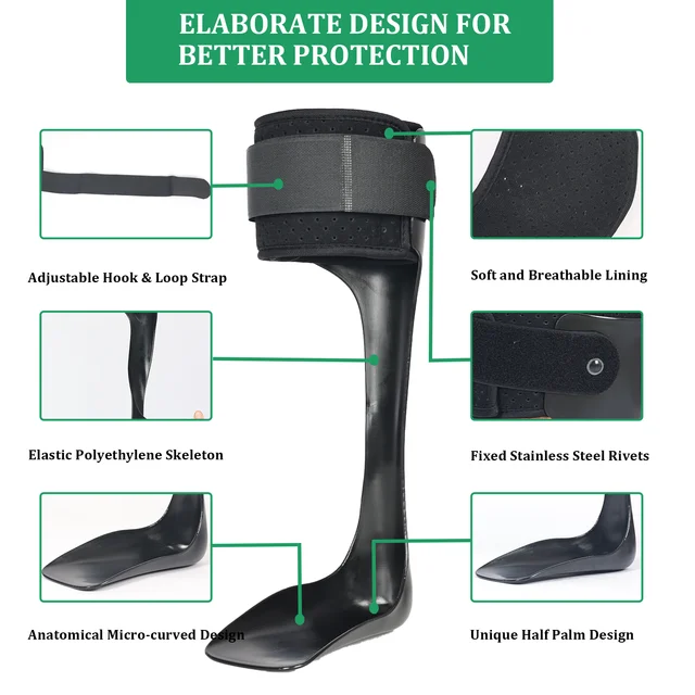 AFO Drop Foot Brace Orthosis for Walking and Exercise, Drop Brace for Men and Women，Black 6