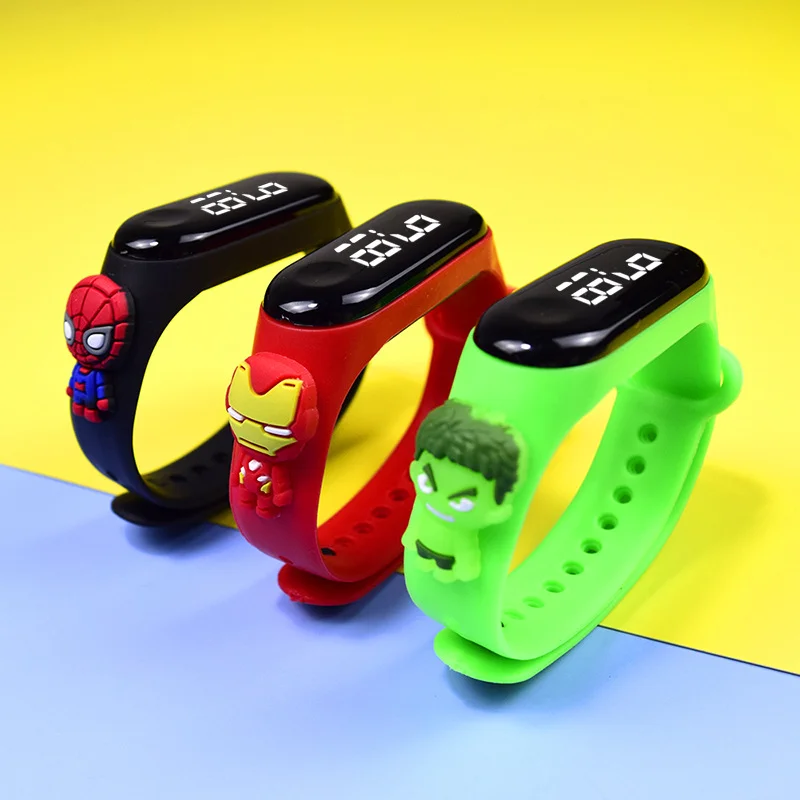 Spider-Man Superman bracelet watch LED doll electronic watch touch primary school students trend fashion waterproof