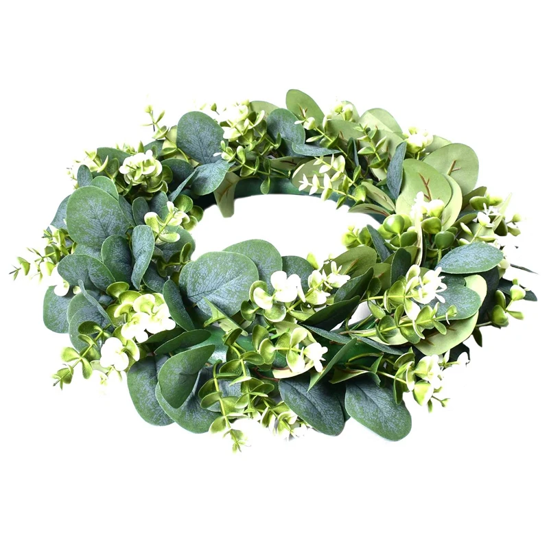 

Венок из искусственного эвкалипта 16 дюймов, венок с зелеными листьями для уличной двери, праздничное настенное окно