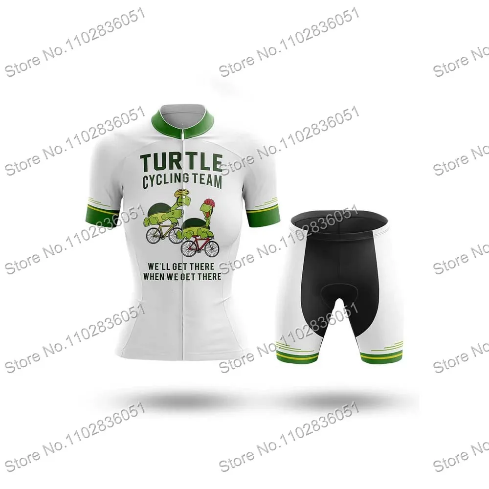 Turtle Team Cycling Jersey Set Women MTB Uniform Black Bike Clothing Summer Bicycle Shirt Ropa Bib Shorts Maillot Ciclismo