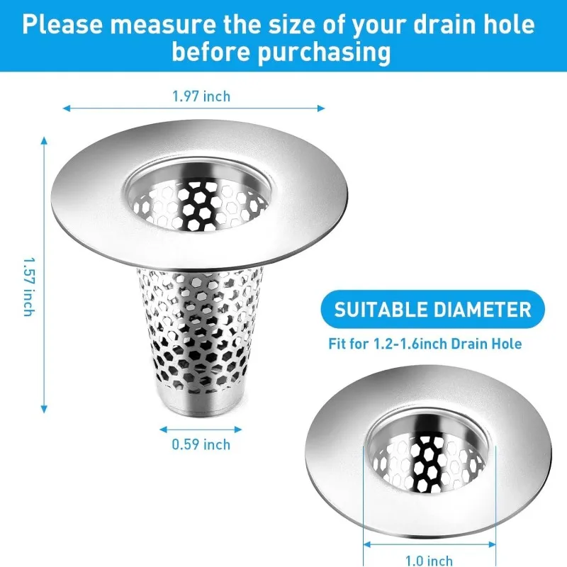 Stainless Steel Floor Drain Filter Mesh Sink Conical Strainer Anti-clog Drains Bathtub Hair Catcher Kitchen Bathroom Facilities