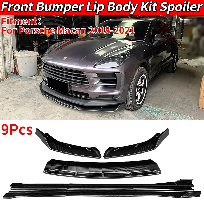 

For Porsche Macan 2018-2021 High Quality Car Front Bumper Splitters Lip Body Kit Spoiler Side Skirts Extensions Accessories ABS