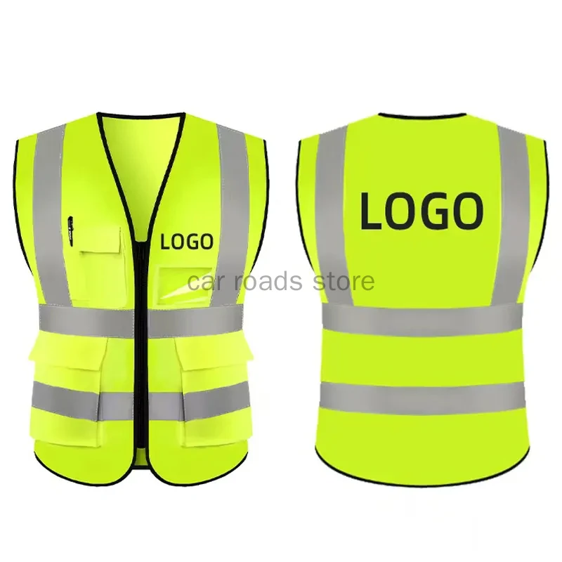 

Hi Visibility Reflective Safety Vest With Reflective Strips and 5 Pockets Construction Work Uniform Vest ANSI Class 2 Standard