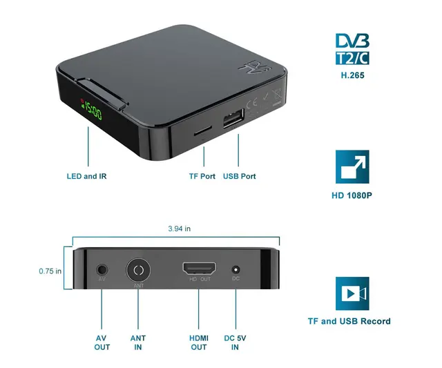 Decodificador, receptor digital terrestre ,DVB-T2 TV SCART HDMI 1080P Reg  PVR HD : : Electrónica