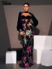 Yesexy Black 2024 Church Dress Round Neck Long Sleeved Sequin Mermaid Evening Formal Occasion Dresses 1