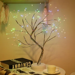 Fairy LED Night Lamp Decor Christmas Tree Copper Wire Garland Lamp For Kids Home Bedroom Decoration Decor Gifts Christmas Decora