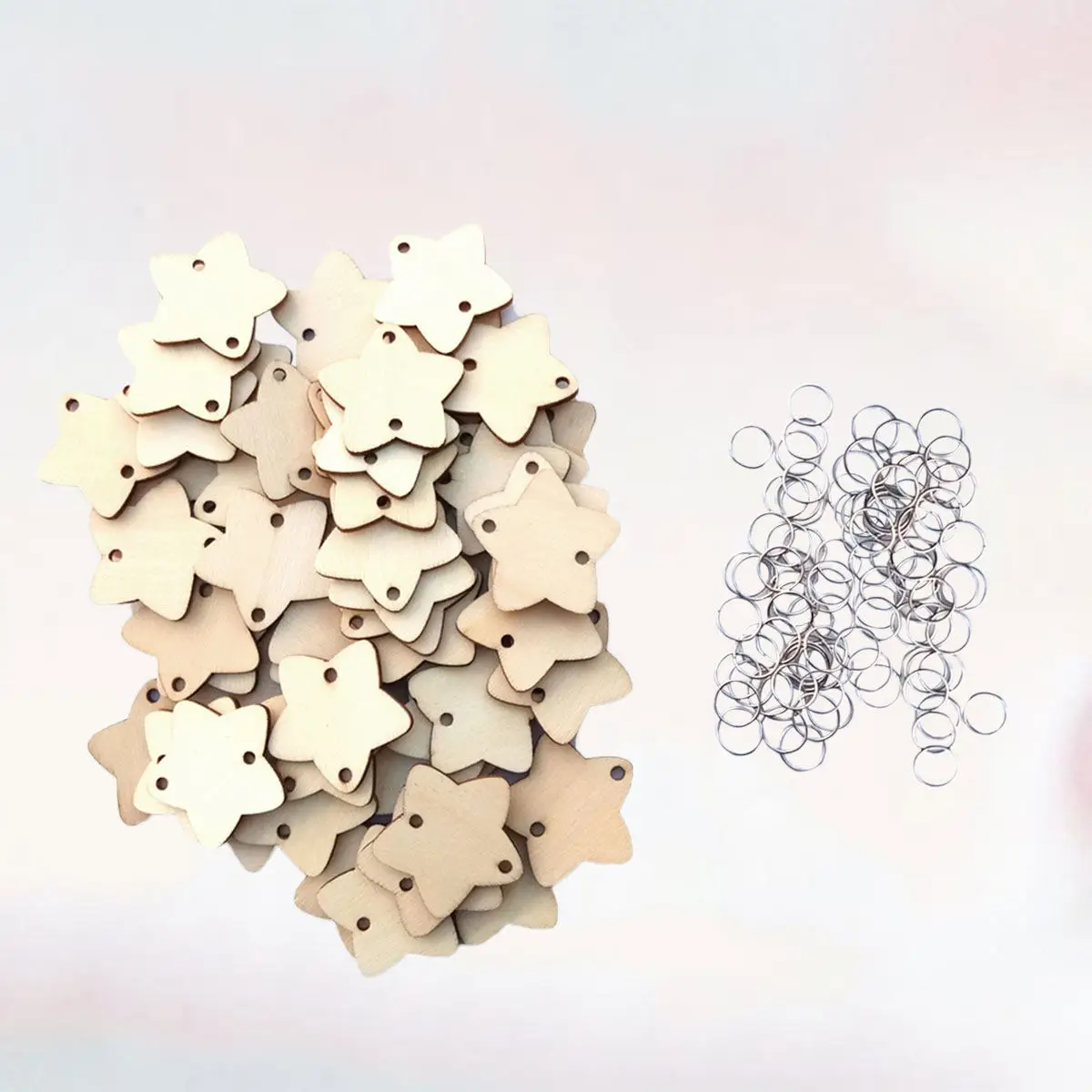 100Pcs 와이어 링이있는 나무 공예 요소 DIY 생일 파티 결혼식 휴일 장식 나무를위한 크리 에이 티브 사진 소품 키트