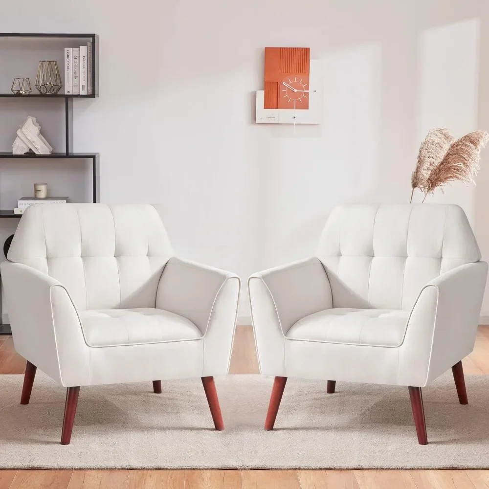 

Набор из 2 стульев с льняной обивкой, современное декоративное кресло среднего века для гостиной, удобное кресло для чтения