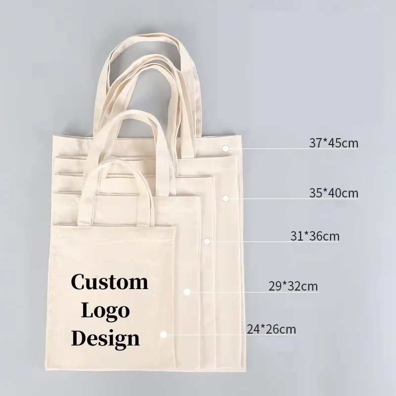 10 | 20 Pack Custom Logo Canvas Tote Bag Lightweight Large Capacity Shopping Bag Reusable Shoulder Handbag Gift Activity 3