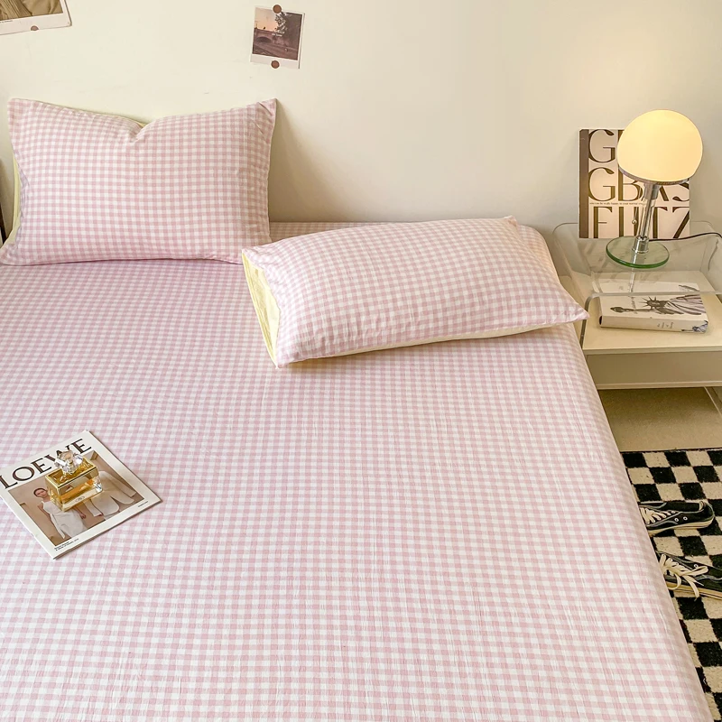 1PC Bed Sheet (Excluding Pillowcases), Soft and Comfortable Grid Bedding Sheet, Suitable for Bedrooms and Guestrooms