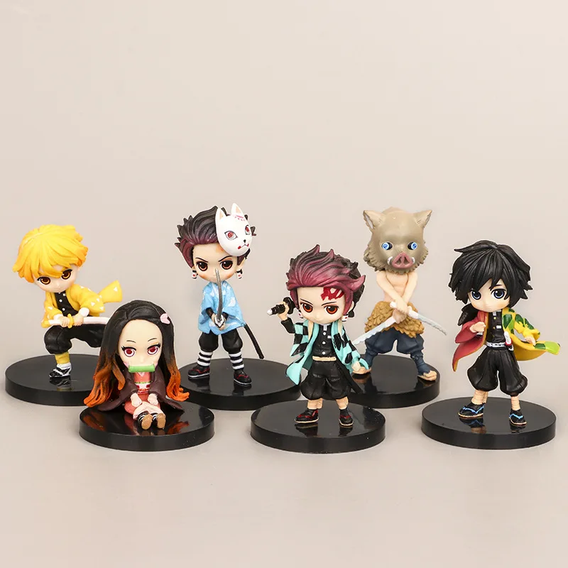 

6 Styles Kimetsu no Yaiba Anime Demon Slayer Action Figure PVC Anime Figurine Keychain Pendant Kamado Tanjirou Nezuko Mini Model