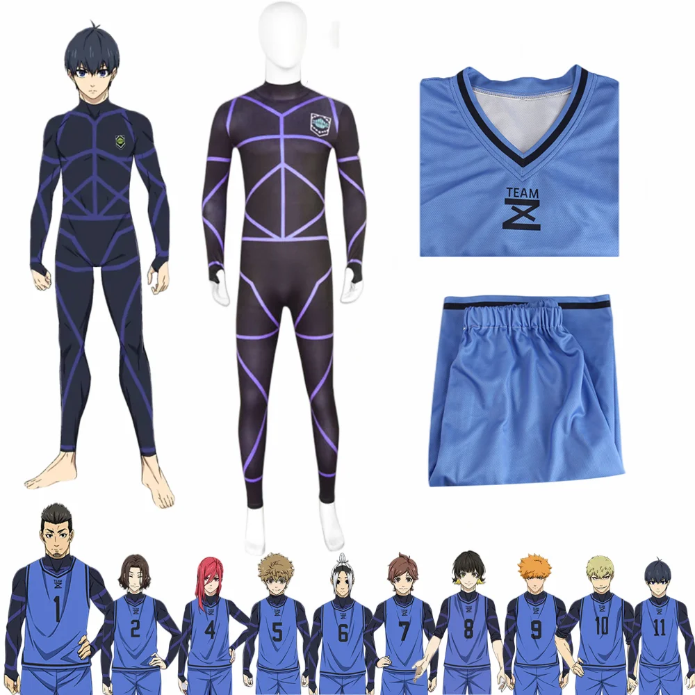 

Anime Blue Lock Cosplay Costume Jersey Football Club Sportswear Jumpsuits Isagi Yoichi Hyoma Chigiri Meguru Bachira Maillot Foot
