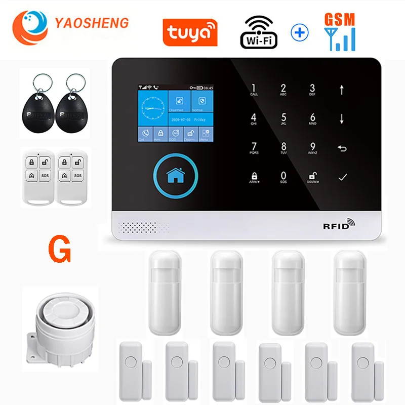 elderly emergency button Wireless WIFI GSM Home Security Alarm System For Tuya Smart Life APP With Motion Sensor Detector Compatible With Alexa & Google ring alarm pad Alarms & Sensors