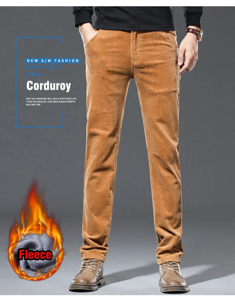 Winter 4 Farben männer Warme Casual Hosen Klassische Mode Fleece Verdickt Cord Business Casual Hosen Männliche Marke Kleidung – Detail 13