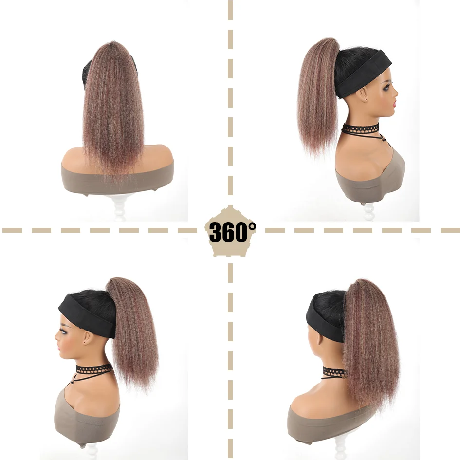 Allaosify Synthetic Hair for Ladies 12-inch Lady Large Grip Jacque Silk Ponytail Double row 8-tooth grip for solid invisibility