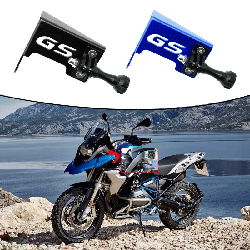 Support Caméra Moto Gauche Pour GoPro - Compatible BMW R1200GS LC, En Aluminium (Noir/Argent)