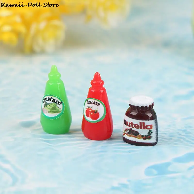 3Pcs 1:12 Dollhouse Miniature Food Mini Chocolate Sauce Ketchup Jam Oyster Sauce Dolls Kitchen Toy