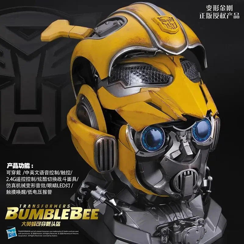 Genuine Bumblebee 1:1 Helmet Anime Fiugre Wearable Face Changing With Speakers Model Doll Decor Toy Christmas Gifts