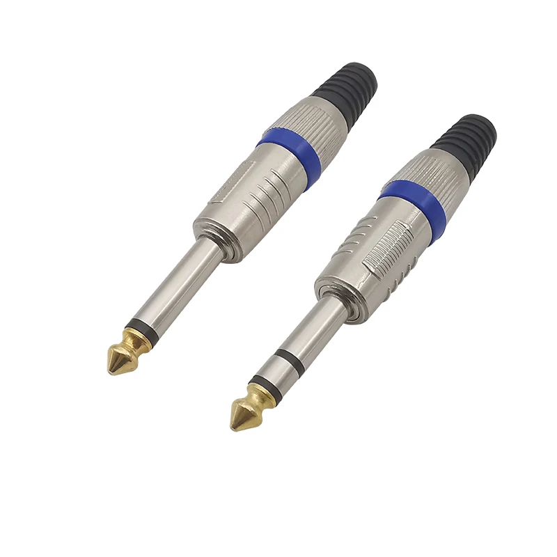

5Pcs Mono / Stereo 6.35mm Audio Male Plug Connector Soldering TS / TRS Jack 6.35mm Audios Microphone Plugs Nickel-Plated