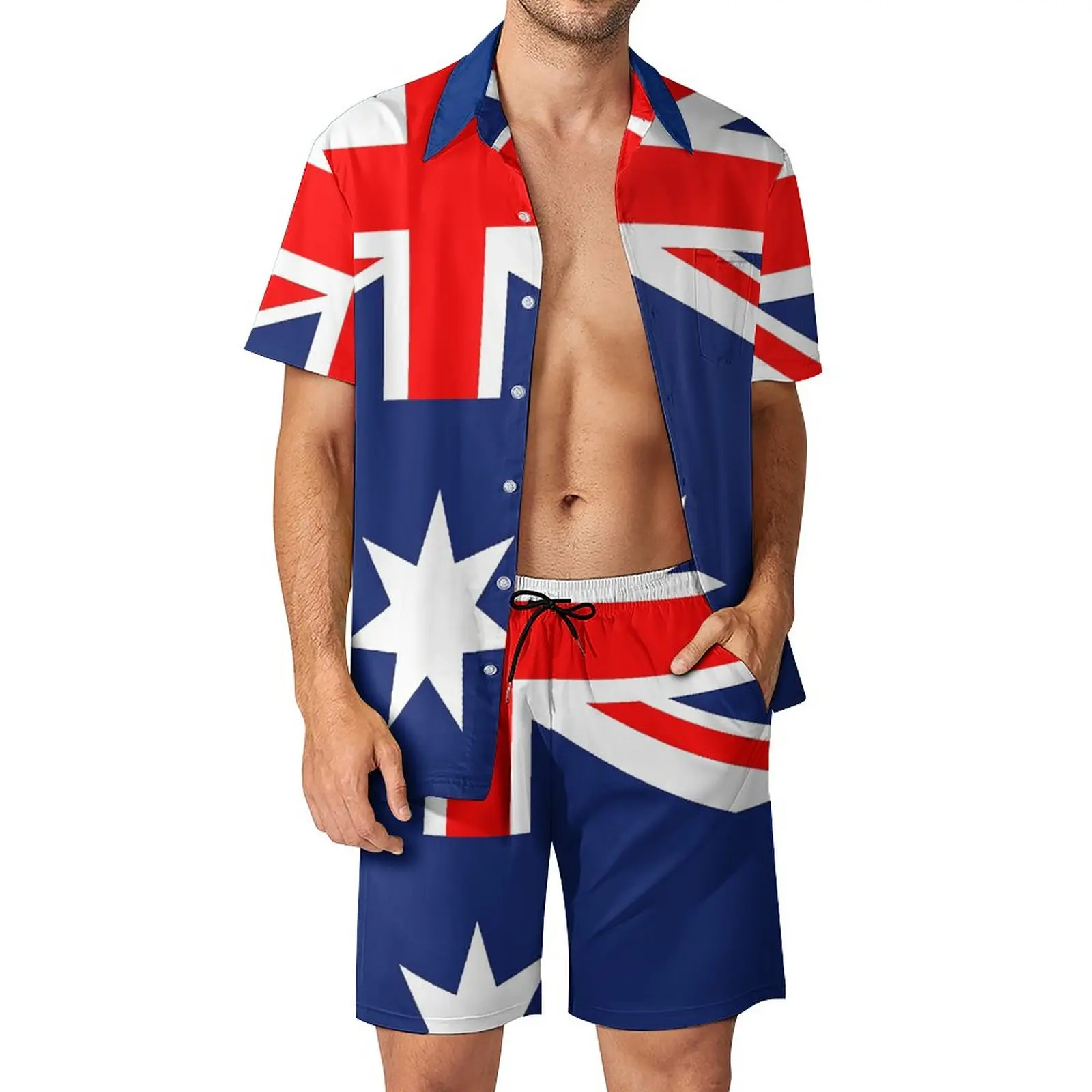 

Men's Beach Suit Australian Flag 2 Pieces Pantdress top Quality Leisure Creative