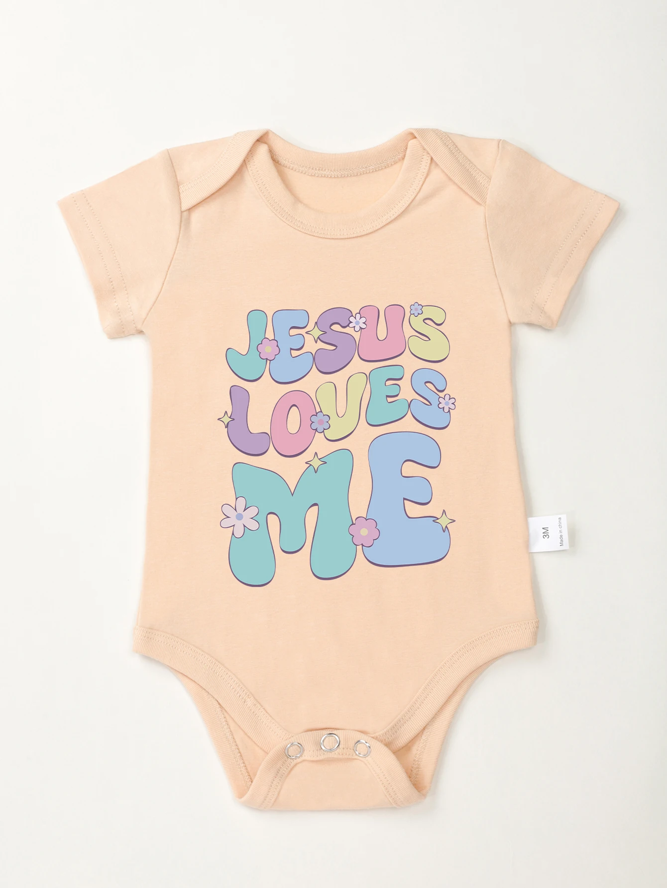 Bodysuit Jesus Loves Me Print Baby Boy Girl Short Sleeve Jumpsuit Newborn Toddler Infant Cute Rompers Child Onesie 2