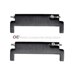 Steel Watch Band Adapter Set - Quick Release Spring Bars (2pcs) - 20mm to 20mm (Black - 2pcs)