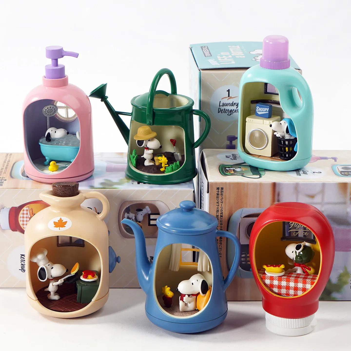 Re-Ment Life in A Bottle Snoopy Mystery Blind Box Geschenke Spielzeugmodell Anime-Figuren Sammelornamente
