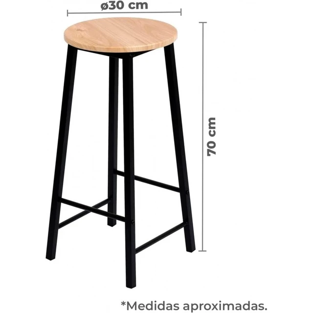 TIENDA EURASIA® Taburete Alto de Cocina Plegable de Metal con Asiento y  Respaldo de Madera - Incluye Reposapies