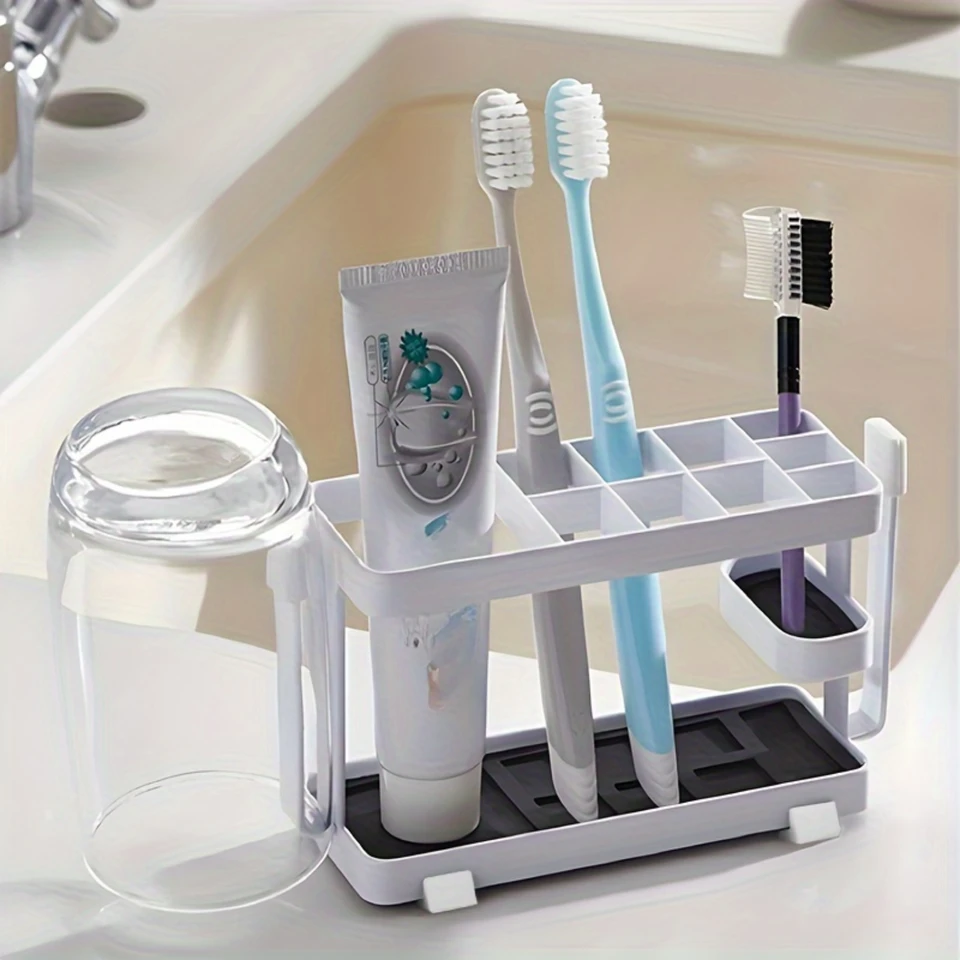 Sleek Space Saving Toothbrush Holder and Organizer