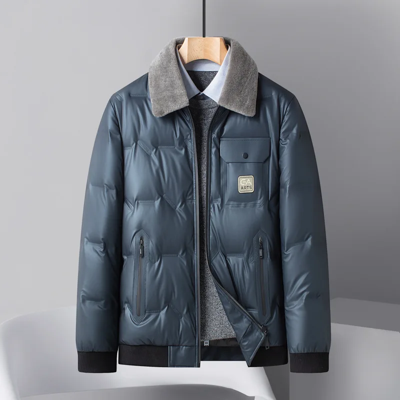 

Middle-Aged Men Winter Down Jacket Winter New Men Lapel Fashion Thicken Warm Outwear Casual Large Size Short Zipper Outcoat 2023