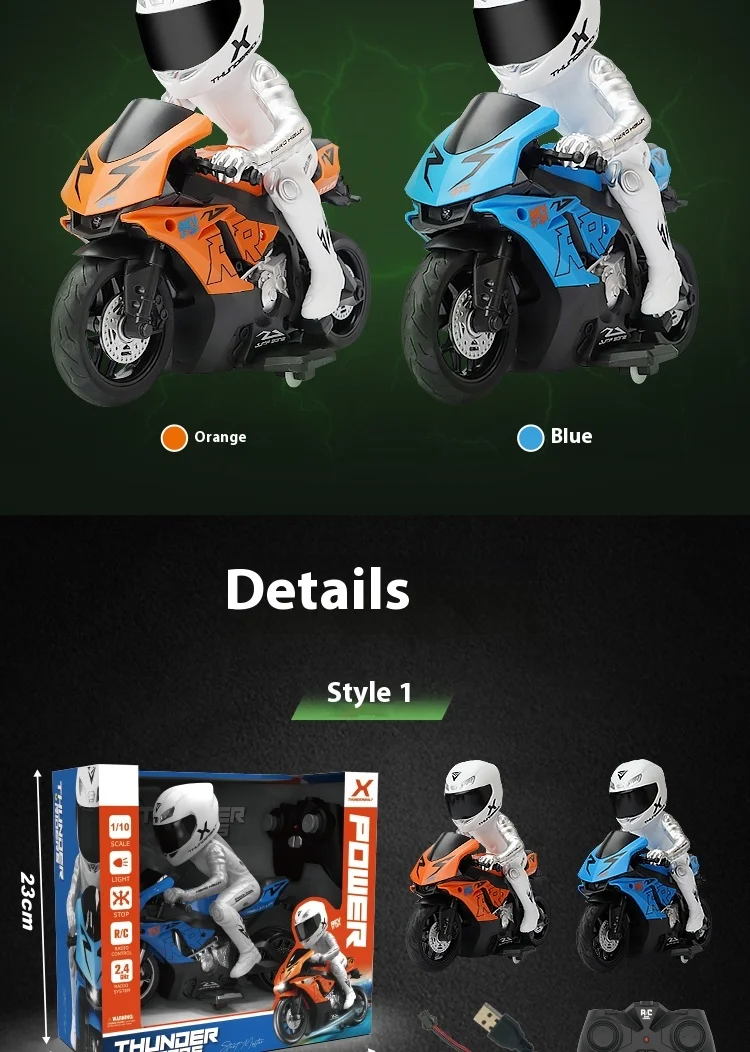 Motocicleta de control remoto, motocicleta todoterreno inteligente de aleación, juguete eléctrico, coche de carreras RC de alta velocidad, motocicleta acrobática a la deriva