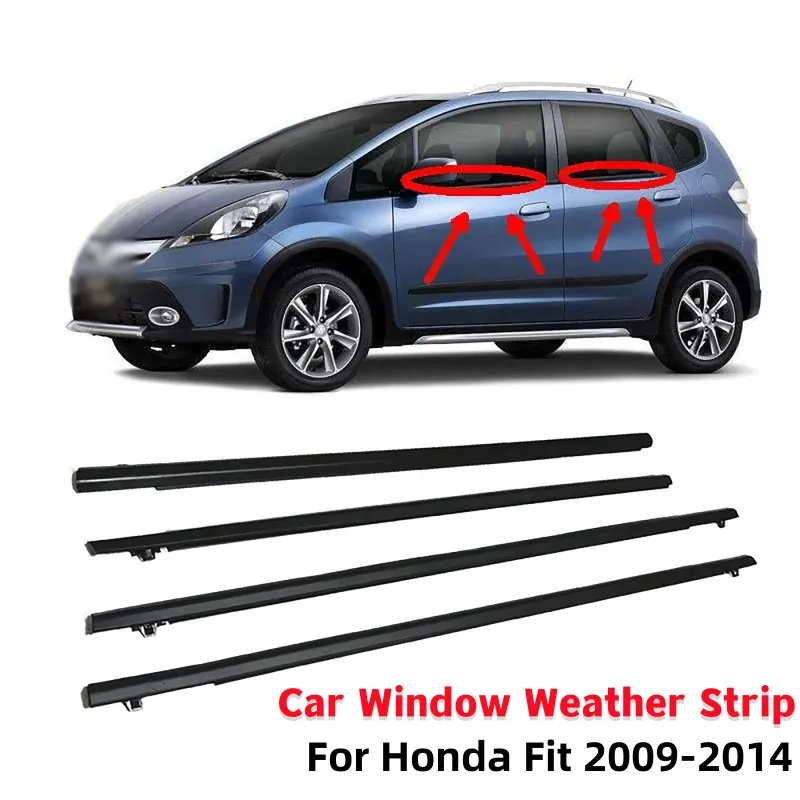 

4Pcs Car Window Weather Strip Window Glass Waterproof Pressure Strip Sealing Strip For Honda Fit 2009-2014