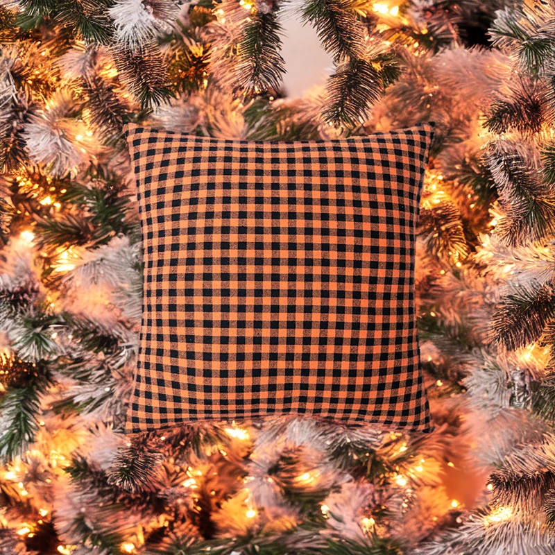 

Halloween Pillow Cases American Living Room Sofa Plaid Cushion Cover Autumn Pumpkin Throw Pillow Covers Decorative Decor Home