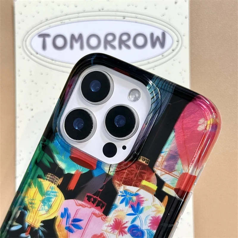 Vortex Pattern Black Full Screen Color Lantern Phone Case