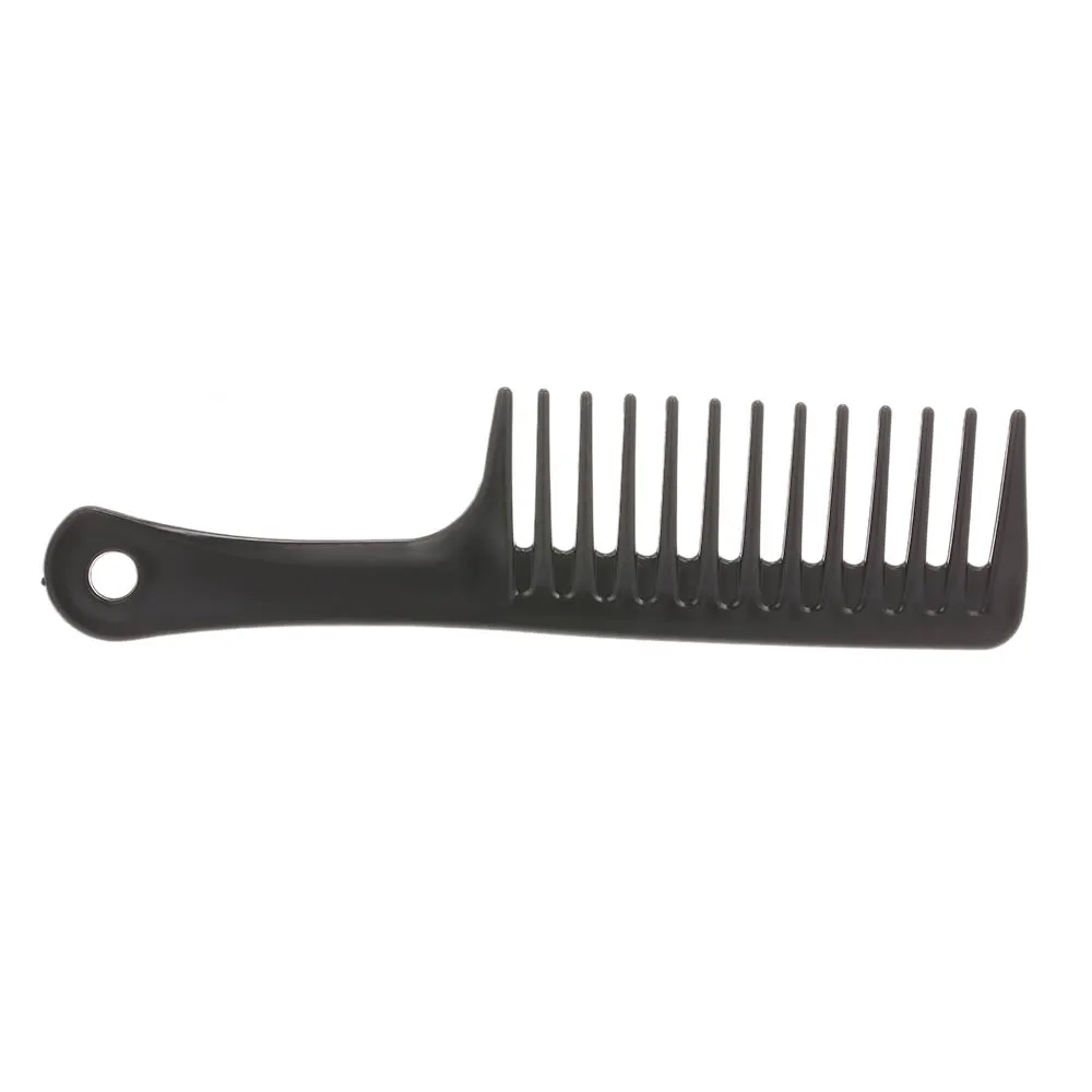 24.5cm Hair Brush Wide Tooth Comb Black ABS Plastic Heat-resistant Large Haircomb Wet Hook Curly Hair Brushes Hairstying Tool